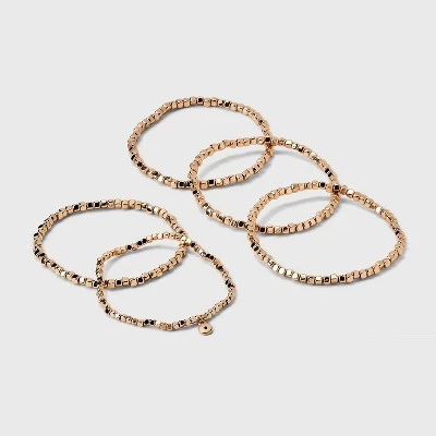 Beaded Stretch Bracelet Set 5pc - Universal Thread™ Silver 6 Beaded Stretch Bracelet Set 5pc - Universal Thread™ Silver - Image 4