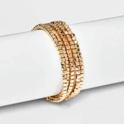 Beaded Stretch Bracelet Set 5pc - Universal Thread™ Silver