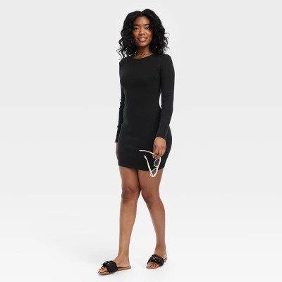 Women's Mini Rib-Knit Bodycon Dress - Universal Thread™ Black 4 Women's Mini Rib-Knit Bodycon Dress - Universal Thread™ Black - Image 2