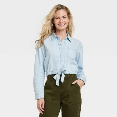 Women's Long Sleeve Collared Button-Down Shirt - Universal Thread™ Indigo 6 Women's Long Sleeve Collared Button-Down Shirt - Universal Thread™ Indigo - Image 4