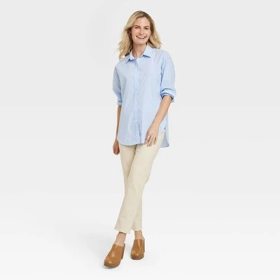 Women's Oversized Long Sleeve Collared Button-Down Shirt - Universal Thread™ Light Pink 4 Women's Oversized Long Sleeve Collared Button-Down Shirt - Universal Thread™ Light Pink - Image 2