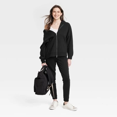 Women's Oversized Hooded Zip-Up Sweatshirt - Universal Thread™ Black 4 Women's Oversized Hooded Zip-Up Sweatshirt - Universal Thread™ Black - Image 2