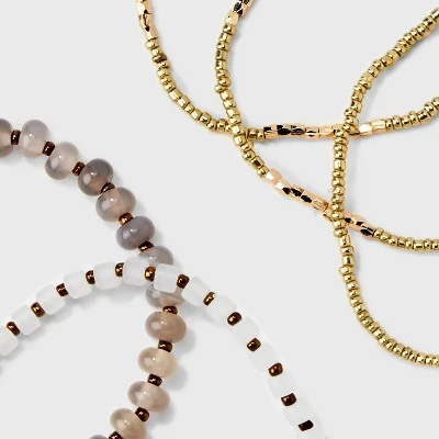 Mixed Rose Quartz Semi-Precious and Cylinder Beaded Bracelet Set 5pc - Universal Thread™ 5 Mixed Rose Quartz Semi-Precious and Cylinder Beaded Bracelet Set 5pc - Universal Thread™ - Image 3