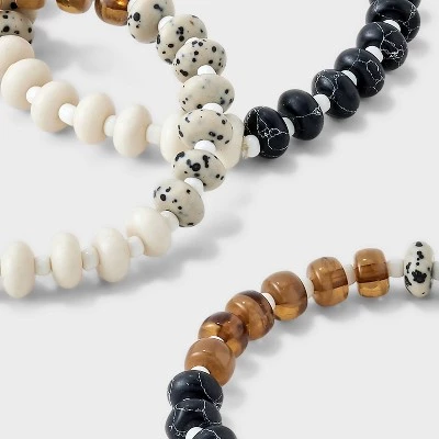 Mixed Semi-Precious Black Howlite Stretch Bracelet Set 3pc - Universal Thread™ Black/Brown/Cream 5 Mixed Semi-Precious Black Howlite Stretch Bracelet Set 3pc - Universal Thread™ Black/Brown/Cream - Image 3