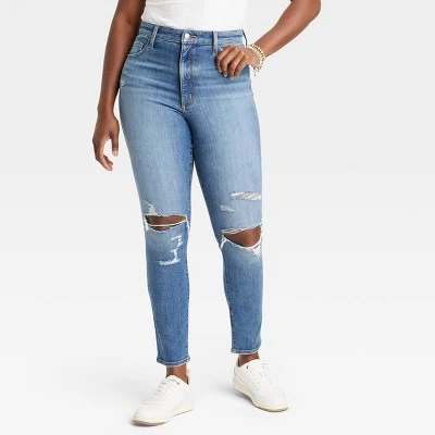 Women's High-Rise Distressed Skinny Jeans - Universal Thread™ Medium Wash 00 5 Women's High-Rise Distressed Skinny Jeans - Universal Thread™ Medium Wash 00 - Image 3