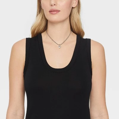 Heart Charm with Chain Necklace - Universal Thread™ Silver 3 Heart Charm with Chain Necklace - Universal Thread™ Silver