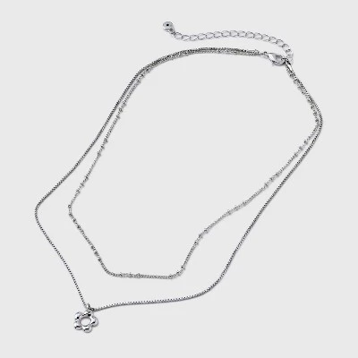 Dainty Multi-Strand with Flower Pendant Necklace - Universal Thread™ Silver 4 Dainty Multi-Strand with Flower Pendant Necklace - Universal Thread™ Silver - Image 2