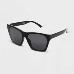 Women's Shiny Plastic Shield Sunglasses - Universal Thread™ Black