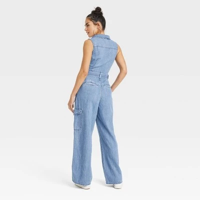 Women's Denim Cargo Jumpsuit - Universal Thread™ Medium Wash 3 Women's Denim Cargo Jumpsuit - Universal Thread™ Medium Wash