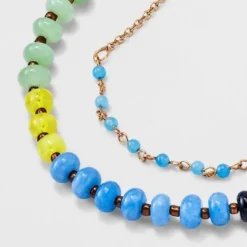 Semi-Precious Beaded Color Blocked Multi-Strand Necklace - Universal Thread™ Blue/yellow/green -Deals The Aurielle Store GUEST ebcf2651 3674 48e5 8729 56f8597f87bd