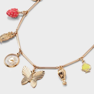 Garden Party Charm Cluster 16 Inch Necklace - Universal Thread™ Gold 6 Garden Party Charm Cluster 16 Inch Necklace - Universal Thread™ Gold - Image 4