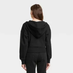 Women's Cropped Zip-Up Sweatshirt - Universal Thread™ Black