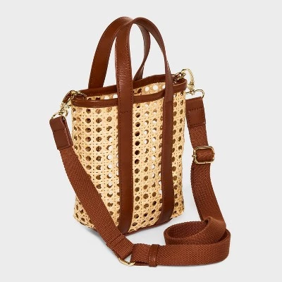Caning Mini Tote Handbag - Universal Thread™ Brown 4 Caning Mini Tote Handbag - Universal Thread™ Brown - Image 2