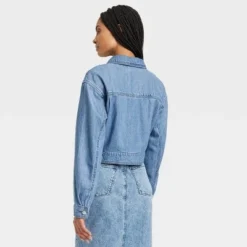 Women's Denim Cargo Jacket - Universal Thread™ Medium Wash