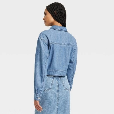 Women's Denim Cargo Jacket - Universal Thread™ Medium Wash 3 Women's Denim Cargo Jacket - Universal Thread™ Medium Wash