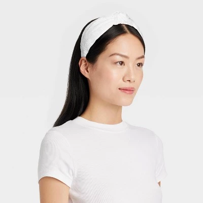 Eyelet Top Knot Headband - Universal Thread™ White 3 Eyelet Top Knot Headband - Universal Thread™ White