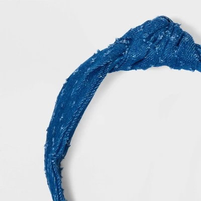 Distressed Denim Top Knot Headband - Universal Thread™ Blue Denim 4 Distressed Denim Top Knot Headband - Universal Thread™ Blue Denim - Image 2