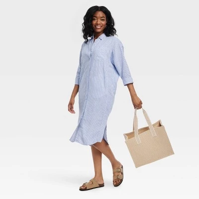 Women's 3/4 Sleeve Midi Shirtdress - Universal Thread™ White 4 Women's 3/4 Sleeve Midi Shirtdress - Universal Thread™ White - Image 2