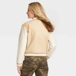 Women's Shrunken Varsity Jacket - Universal Thread™ Brown