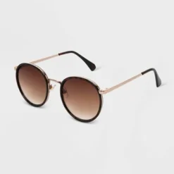 Women's Shiny Plastic Round Sunglasses - Universal Thread™ Brown