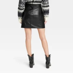 Women's High-Rise Faux Leather Mini Skirt - Universal Thread™ Black